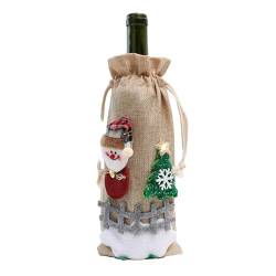 NANZU 30 * 14 cm 3 stücke Leinen Champagner Flasche Tasche Weihnachten Dekorative Santa Wein Flasche Abdeckung Weihnachten Wein Flasche Abdeckung Taschen von NANZU