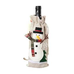 NANZU 30 * 14 cm Weihnachtsmann Schneemann Elch Leinen Weihnachten Weinflaschenhülle Taschen Kordelzug Weihnachten Weinflaschenhülle Set von NANZU