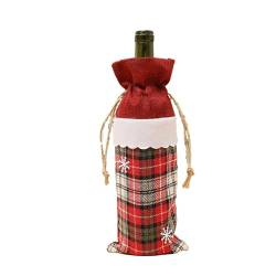 NANZU 30 * 14cm 3 stücke Rot Weihnachten Wein Flasche Abdeckung Taschen Weihnachten Dekorative Rotwein Flasche Abdeckung Kordelzug von NANZU
