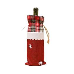 NANZU 30 * 14cm 3 stücke Rot Weihnachten Wein Flasche Abdeckung Taschen Weihnachten Dekorative Rotwein Flasche Abdeckung Kordelzug von NANZU