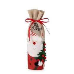 NANZU 33 * 13 cm 2 stücke Santa Schneemann Weihnachten Wein Flasche Abdeckung Taschen Kordelzug Weihnachten Dekorative Santa Wein Flasche Abdeckung von NANZU