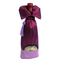 NANZU 34 * 14CM Silk Satin Weihnachten Wein Flasche Abdeckung Taschen Kordelzug Tasche Mit Quaste Wein Flasche Abdeckungen Hochzeit Für Hochzeit Party Abendessen von NANZU