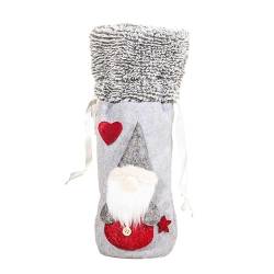 NANZU 35 * 16CM Wald Puppen Woolen Rot Weihnachten Wein Flasche Abdeckung Taschen Kordelzug Weihnachten Wein Flasche Abdeckung Set von NANZU