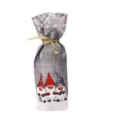 NANZU 36 * 14cm 3PCS Rot Grau Wald Gedruckt Weihnachten Wein Flasche Abdeckung Taschen Kordelzug Weihnachten Dekorative Rotwein Flasche Abdeckung von NANZU