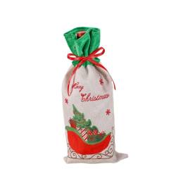 NANZU 36 * 15CM 3PCS Druck Vogel Schlitten Wein Flasche Abdeckungen Hochzeit Weihnachten Wein Flasche Abdeckung Taschen Kordelzug von NANZU