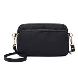 NAOYQ Crossbody Tasche Damen Nylon Wasserdicht umhängetasche für Handy Kleine Tasche Citytasche umhängetasche Damen klein Schultertasche Frauen Damentasche Reißverschluss Passt Schwarz von NAOYQ