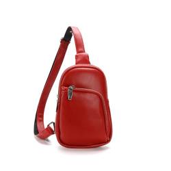 NAOYQ Klein Brusttasche Rucksack Damen Sling Bag crossbody tasche damen umhängetasche Pu Leder Light Bauchtasche Ledertasche Frauen Damentasche Wasserdicht sportlich Rot von NAOYQ