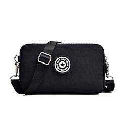 NAOYQ handtaschen Damen kleine umhängetasche Stoff Handytasche zum umhängen Damen Handy umhängetasche mädchen Schultertasche kleine Tasche wasserdicht für Frauen Crossbody Tasche Damen schwarz von NAOYQ