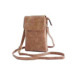 NAOYQ handy umhängetasche damen Pu veganem leder Retro vintage tasche klein Handy schultertaschen Frauen geldbeutel handtasche handytasche zum umhängen crossbody bag mit handyfach braun von NAOYQ