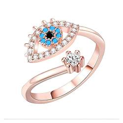 NAPRDNA Ringe für Frauen Angst Ring Evil Eye Ring Fidget Ring Verstellbare Ringe für Frauen Rose Gold Ringe für Frauen Cubic Zirkonia Ring - Roségold, Zirkon von NAPRDNA
