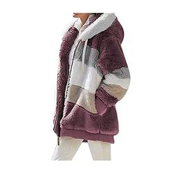 NAQ Fleece Mantel für Damen Plüschjacke Warme Kapuzenjacke Reißverschluss mit Kapuze Verdicken Wintermantel Flaumig Outwear Elegant Winter Kapuzenpullover Oberbekleidung Outwear von NAQ