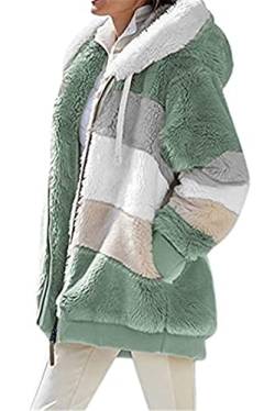 NAQ Fleece Mantel für Damen Plüschjacke Warme Kapuzenjacke Reißverschluss mit Kapuze Verdicken Wintermantel Flaumig Outwear Elegant Winter Kapuzenpullover Oberbekleidung Outwear von NAQ