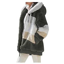 NAQ Fleece Mantel für Damen Plüschjacke Warme Kapuzenjacke Reißverschluss mit Kapuze Verdicken Wintermantel Flaumig Outwear Elegant Winter Kapuzenpullover Oberbekleidung Outwear von NAQ