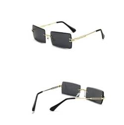 NAQ Rechteck Randlose Sonnenbrille 2 Paar Vintage Kleine Quadrat Sonnenbrille Sommer Classic Mode Gradient Lens UV400-Schutz Brillen Durchsichtige Linse für Frauen Männer (Z2) von NAQ