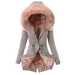 NAQ Wintermantel mit Kapuze Warme Damen Winter Jacke Dicker Warm Outdoorjacke Winddicht Mantel Lange Slim Lang Winterparka Übergangsjacke Coat Baumwolljacke von NAQ