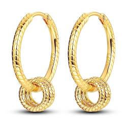 NARMO 925 Sterling Silber 14K Gold überzogene Dangle Drop Ohrringe Hoop Ohrringe für Frauen Sterling Silber Multipack Ohrringe von NARMO