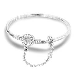 NARMO 925 Sterling Silber Armband für Frauen Familie Safty Charm Schlange Kette Armband fit Pandora Charm Perlen 6.7in von NARMO