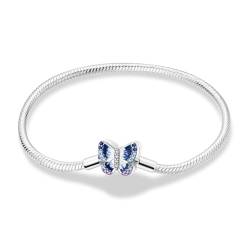 NARMO 925 Sterling Silber Armband für Frauen Mädchen Schmetterling Verschluss Schlange Kette Charm Armbänder 7.1in von NARMO