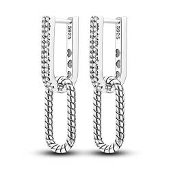 NARMO 925 Sterling Silber Hoop Ohrringe Doppel U Shaped Hoop Ohrringe Cubic Zirkonia U-förmige Ohrringe für Frauen von NARMO