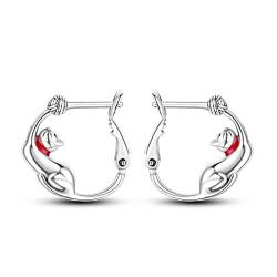 NARMO 925 Sterling Silber Hoop Ohrringe für Frauen Nette Katze Hoop Ohrringe für Mädchen Tier Ohrringe Hypoallergene Ohrringe von NARMO