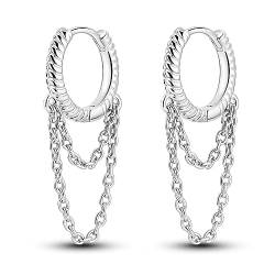 NARMO 925 Sterling Silber Quaste Kette Tropfen Dangle Kleine Hoop Ohrringe für Frauen Mädchen Minimalistische Modeschmuck von NARMO