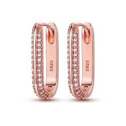 NARMO 925 Sterling Silber U Shaped Huggie Hoop Ohrringe für Frauen Rose Gold Plated Cubic Zirkonia Strass Hoop Ohrringe Modeschmuck von NARMO