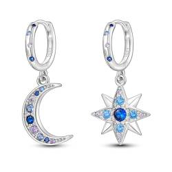NARMO Dangle Drop Ohrringe 925 Sterling Silber Star&Moon Ohrringe Cubic Zirkonia Ohrringe für Frauen Mädchen von NARMO