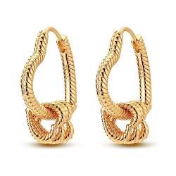 NARMO Herz geformte Reifen Ohrringe für Frauen 925 Sterling Silber Ohrringe Gold überzogene Herz Dangle Hoops Ohrringe von NARMO