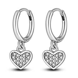 NARMO Hoop Ohrringe Dangle Drop 925 Sterling Silber Ohrringe für Frauen Mädchen Liebe Herz Cubic Zirkonia Ohrringe Hypoallergene Schmuck Geschenke von NARMO