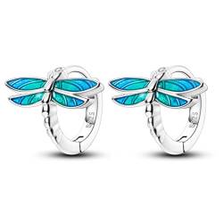 NARMO Hoop Ohrringe für Frauen 925 Sterling Silber Dragonfly Ohrringe Kleine Hoop Ohrringe für Mädchen Hypoallergene Ohrringe von NARMO