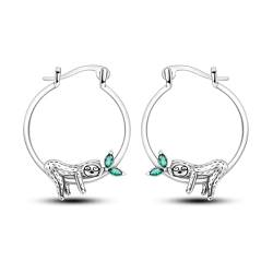 NARMO Hoop Ohrringe für Frauen 925 Sterling Silber Faultier Hoop Ohrringe Nette Tiere Ohrringe für Mädchen Hypoallergene Ohrringe von NARMO