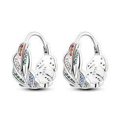 NARMO Silber Hoop Ohrringe für Frauen 925 Sterling Silber Feder Hoop Ohrringe für Frauen Geburtstag Weihnachtsgeschenke von NARMO