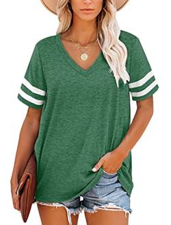 NARRAME Damen Sommer Tops Waldgrün T-Shirt Damen Kurzarm V-Ausschnitt Gym Wear Shirts M von NARRAME