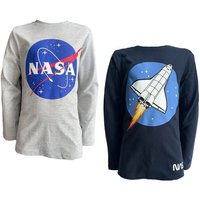 NASA Langarmshirt 2x NASA Langarm T-Shirts Doppelpack Jungen + Mädchen Sweatshirt NASA Logo Druck von NASA