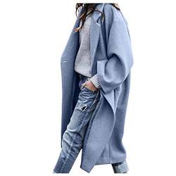 Mantel für Frauen Damen Casual Herbst und Winter Wolle Casual Solid Größe Mantel Wollmantel, blau, 38 von NASC