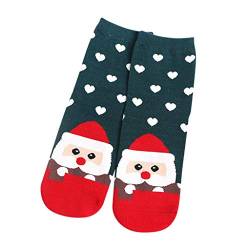 NASC Damen Baumwolle Weihnachtssocken Niedliche Mid Socken Freizeitsocken Home Boden Socken Weihnachtssocken Frauen, grün, One size von NASC
