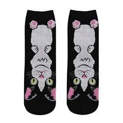 NASC Damen Herren Baumwolle Socken Katze Charakter Kleid Socken Herren Socken, Schwarz , One size von NASC
