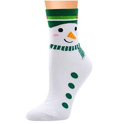 Weihnachts-Damen-Fleece-Socken, bedruckt, für Bodenteppich, weiß, kniehohe Socken für Damen, weiß, One size von NASC