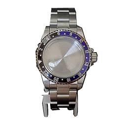 NATEFEMIN 100 m wasserdichtes 39,5 mm Metall-Uhrenarmband Gürtelblende Uhrengehäuse Ersatzteile für japanisches NH35 NH36 Uhrwerk Zubehör, blau/schwarz, Armband von NATEFEMIN