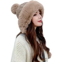 NATICY Plüschmütze Baumwollwolle-Pullover-Mütze Für Damen, Kältebeständig, Warme Plüschmütze von NATICY