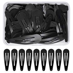 NATUCE 50 Stück Haarspangen Schwarz, 5CM Haarspangen Mädchen, Haarclips Werden, Kinder Haarklammern, Haar Clips Metall, Haarschmuck Hairclips, Haarspange für Mädchen, Kinder und Damen von NATUCE