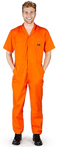 NATURAL WORKWEAR - Kurzärmeliger Herren-Arbeitsoverall mit verschiedenen Größen – 1 Größe größer bestellen - Orange - X-Small Hoch von NATURAL WORKWEAR