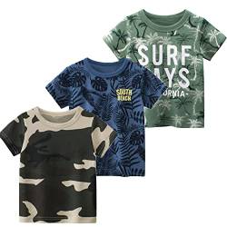 NATUST 3er Pack Jungen T-Shirt Kleinkind Kurzarm Baumwolle Sommer Tops DE: 104-110(Herstellergröße 110) Set 12 von NATUST