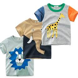 NATUST 3er Pack Jungen T-Shirt Kleinkind Kurzarm Baumwolle Sommer Tops DE: 116-122(Herstellergröße 120) Set 11 von NATUST