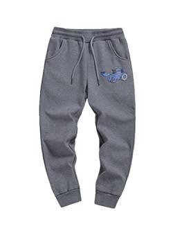 NATUST Jogginghose Jungen Hose Gefütterte Kinder Winter Thermohose Jogger Freizeithose Sweatpants Lässige Sporthose Grau 140-146 von NATUST