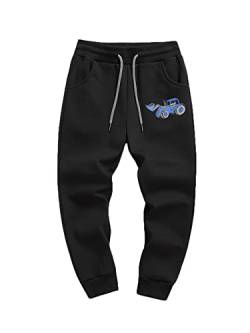 NATUST Jogginghose Jungen Hose Gefütterte Kinder Winter Thermohose Jogger Freizeithose Sweatpants Lässige Sporthose Schwarz 116-122 von NATUST