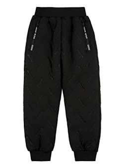 NATUST Kinder Gefütterte Outdoorhose Junge wasserdichte Jogginghose Warm Winter Thermohose Schwarz 170-176 von NATUST