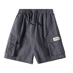 NATUST Kinder Kurze Hosen Jungen Cargo Shorts Sommer Multi-Tasche Mit Elastischem Bund Grau DE: 134-140 (Herstellergröße 140) von NATUST