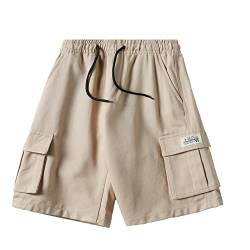 NATUST Kinder Kurze Hosen Jungen Cargo Shorts Sommer Multi-Tasche Mit Elastischem Bund Khaki DE: 146-152 (Herstellergröße 150) von NATUST
