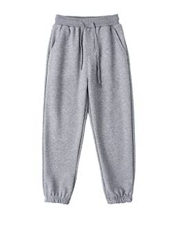 NATUST Kinder Sport Jogginghosen Jungen Trainingshosen Elastischer Bund Relaxed Mädchen Sweatpants Grau 146-152 von NATUST